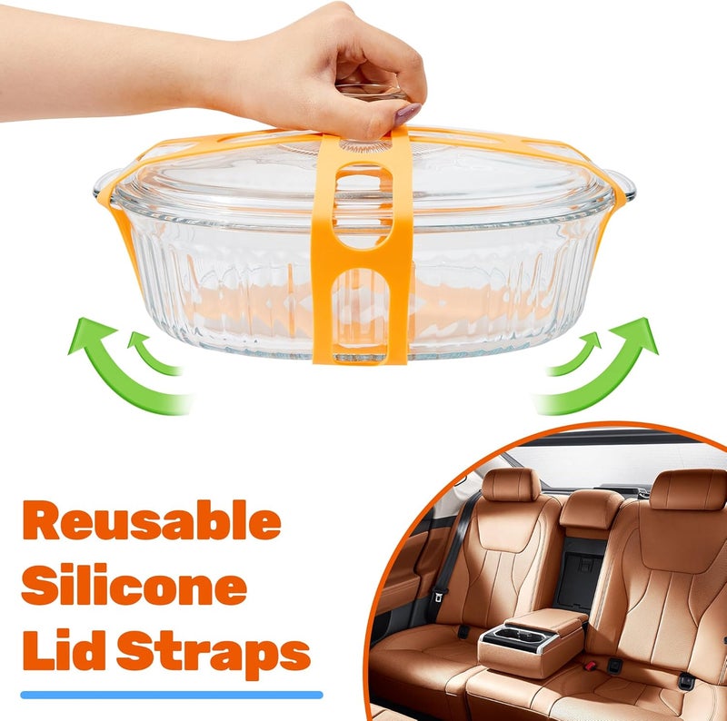 Dormercy 4-Hand Lid Latch, Silicone Lid Securing Strap for Crockpots, Camping Mat, Pots, Pans, Orange - Image 5